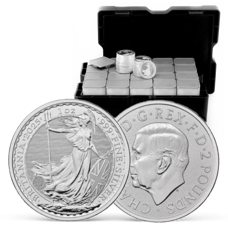 ZESTAW SREBRNYCH MONET BRITANNIA KRÓL KAROL III 1 oz x 500 szt.