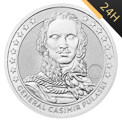SREBRNA MONETA GENERAŁ KAZIMIERZ PUŁASKI 1 oz 24H VM